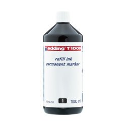 Tinta rotulador permanente edding t-1000 negro frasco de 1 litro