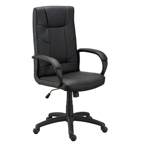 Fauteuil de bureau DONOVAN simili cuir - avec accoudoirs - Mécanisme Basculant centré - Pieds noir