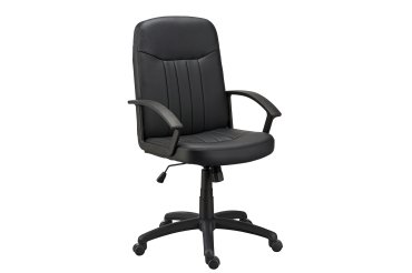 Fauteuil de bureau Harry simili cuir noir - dossier haut accoudoirs - mécanisme Basculant centré - pieds noir