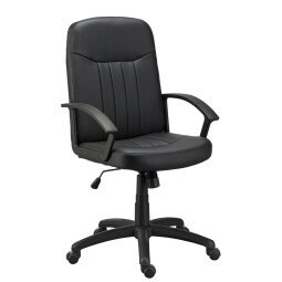 Fauteuil de bureau Harry simili cuir noir - dossier haut accoudoirs - mécanisme Basculant centré - pieds noir