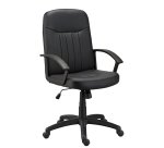 Fauteuil de bureau Harry simili cuir noir - dossier haut accoudoirs - mécanisme Basculant centré - pieds noir