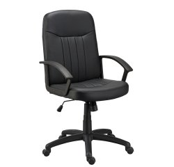 Fauteuil de bureau Harry simili cuir noir - dossier haut - accoudoirs - mécanisme Basculant centré - pieds noir