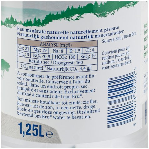 Eau gazeuse Bru 1,25 L - 6 bouteilles