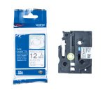 Ruban tissu Brother 12 mm TZE R231 blanc écriture noire