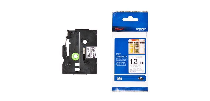 Ruban non laminé Brother 12 mm TZE N 231 blanc écriture noire