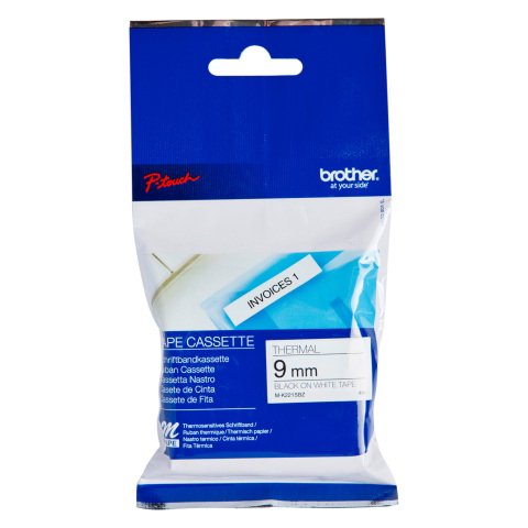 Cinta laminada Brother M-K221SBZ negra sobre blanco 9 mm x 4 m