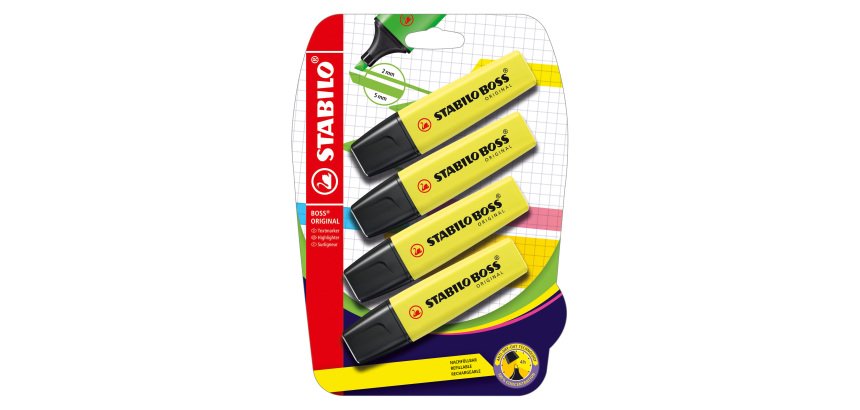 Surligneur Stabilo Boss - Blister de 4