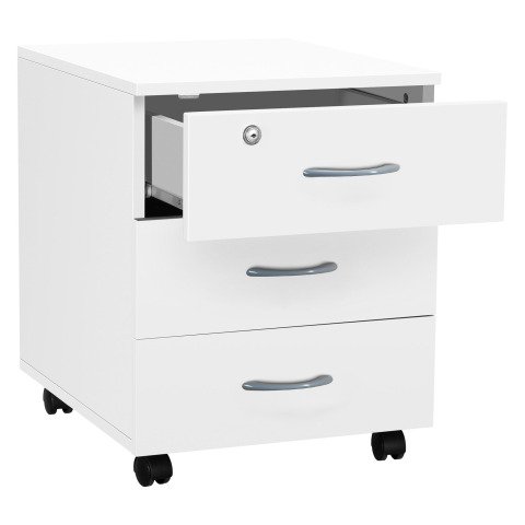 Cajonera madera móvil Cubo 3 cajones blanco