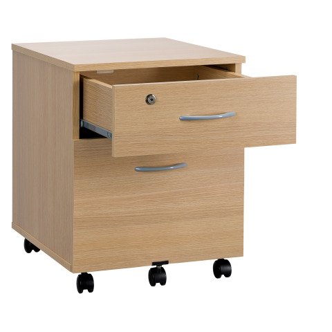 Cajonera madera móvil Cubo 2 cajones roble