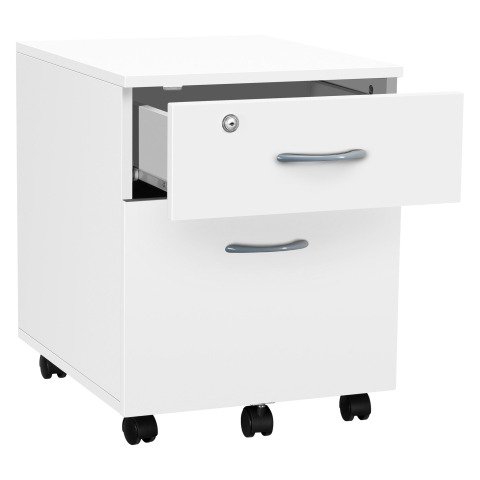 Cajonera madera móvil Cubo 2 cajones blanca
