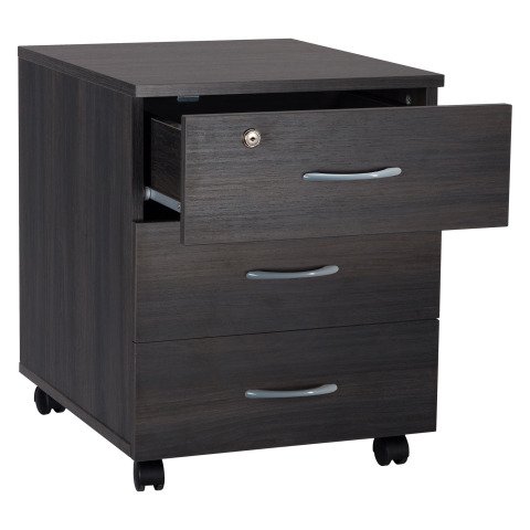 Cajonera madera móvil Cubo 3 cajones negro