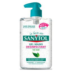 Gel hydroalcoolique désinfectant Sanytol thé vert - Flacon 250 ml