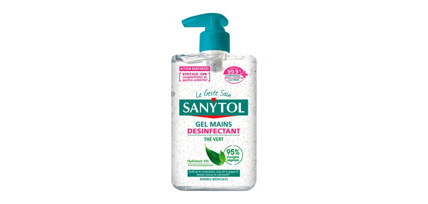 Gel hydroalcoolique désinfectant Sanytol thé vert - Flacon 250 ml