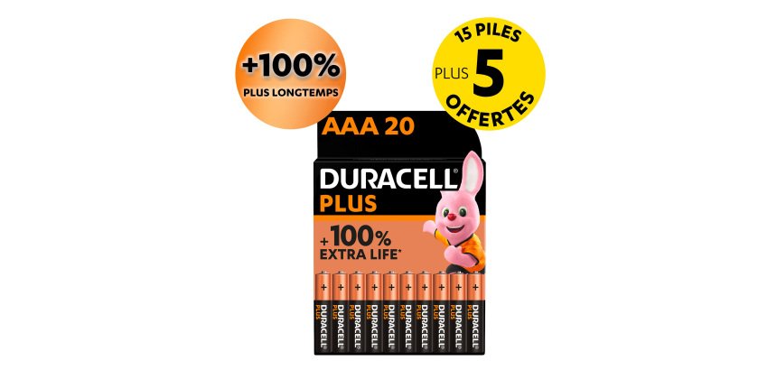 Pilas LR03 AAA Duracell Plus- Blíster de 15 + 5 GRATIS
