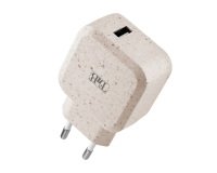 Cargador Universal de red USB-A Ecológico de TnB 45% reciclado de fibras vegetales - carga rápida 12W máx. Color arena
