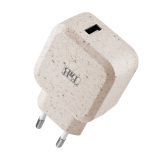 Cargador de red 12W USB-A Ecológico de TnB 45% reciclado de fibras vegetales - carga rápida Color arena