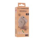 Cargador de red 12W USB-A Ecológico de TnB 45% reciclado de fibras vegetales - carga rápida Color arena