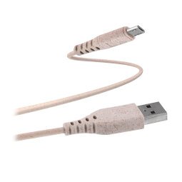 Cable USB-A 2.0/Micro USB Ecológico TnB de 1,5 m 45% reciclado de fibras vegetales - carga rápida. Color arena