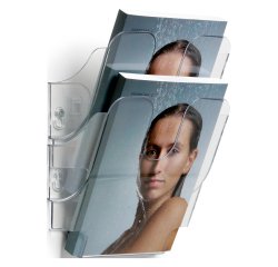 Expositor de pared Durable de 2 compartimentos - Formato A5 (15 x 21 cm) - incoloro