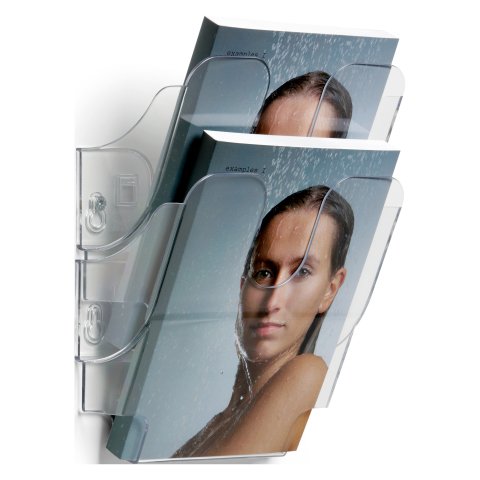 Expositor de pared Durable de 2 compartimentos - Formato A5 (15 x 21 cm) - incoloro