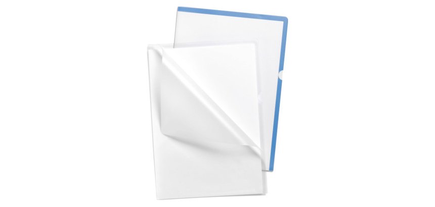 Chemise coin plastique Durable A4 PVC 20/100e transparente incolore - Paquet de 10