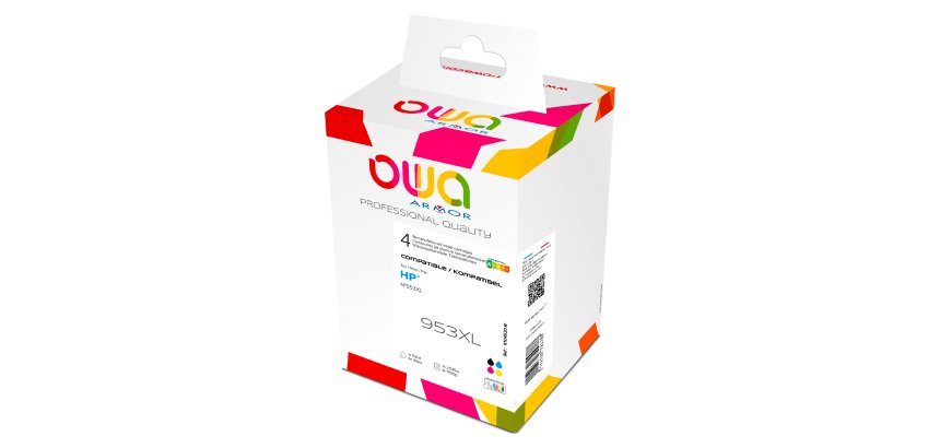 Pack de 4 cartouches d'encre remanufacturées OWA - haute capacité - Noir Cyan Magenta Jaune - pour HP 953XL