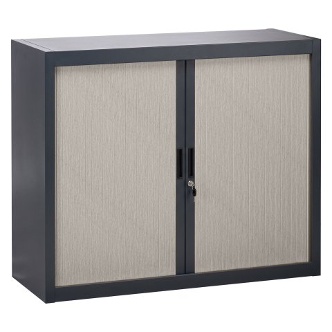 Armario de oficina metálico desmontable Bruneau Alt. 100 x An. 120 cm antracita con persianas gris