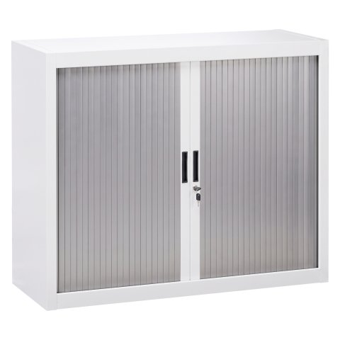 Armario de oficina metálico desmontable Bruneau Alt. 100 x An. 120 cm Blanco Puerta persiana Aluminio
