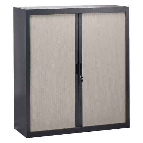 Armario de oficina metálico desmontable Bruneau Alt. 136 x An. 120 cm antracita con persianas roble gris