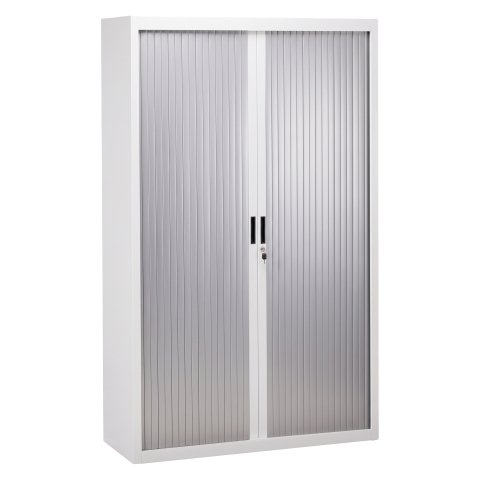 Armario de oficina metálico desmontable Bruneau Alt. 200 x An 120 cm Blanco Puerta persiana aluminio