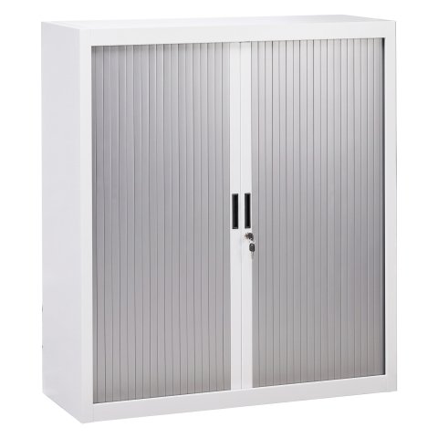 Armario de oficina metálico desmontable Bruneau Alt. 136 x An. 120 cm Blanco Puerta persiana aluminio