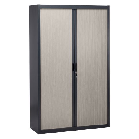 Armario de oficina metálico desmontable Bruneau Alt. 200 x An 120 cm antracita con persianas roble gris