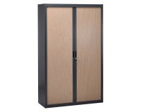Armoire à rideaux démontables 200 x 120 cm anthracite - portes chêne clair