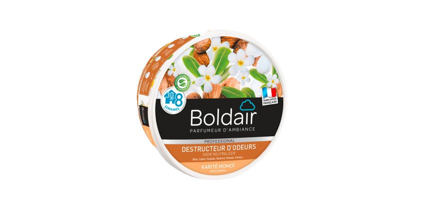 Désodorisant gel Boldair destructeur d'odeurs karité monoï - Pot de 300 g