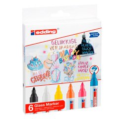 Rotulador para pizarra de cristal borrable edding 95 Glass Marker- Bolsa de 6 surtidos