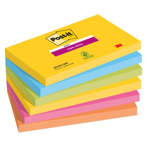 Notes couleurs Carnival SUPER STICKY POST-I 76 x 127 mm - Bloc de 90 feuilles