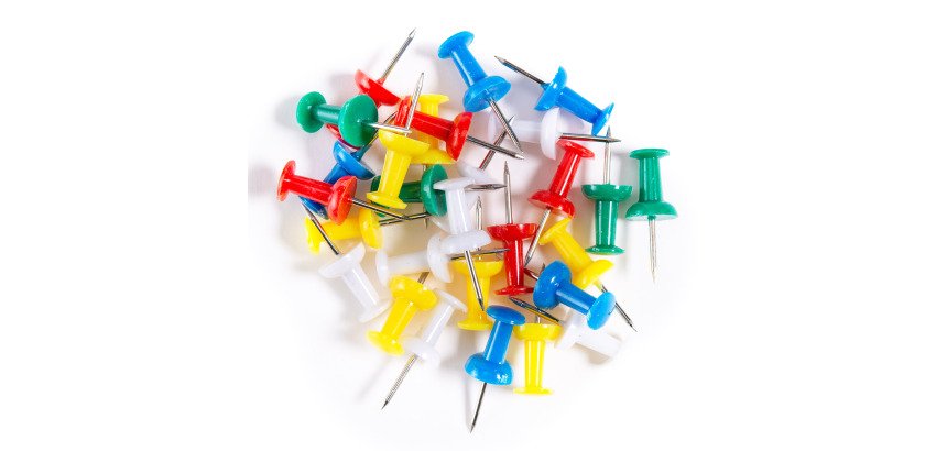 Punaises de fixation couleurs assorties - Boîte de 100