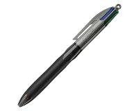 Balpen Bic 4 kleuren grip Pro - inklikbaar - punt 1 mm - medium schrift 