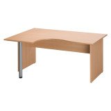 Bureau compact retour à gauche hêtre L 160 cm piétement plein bois - O-line 2