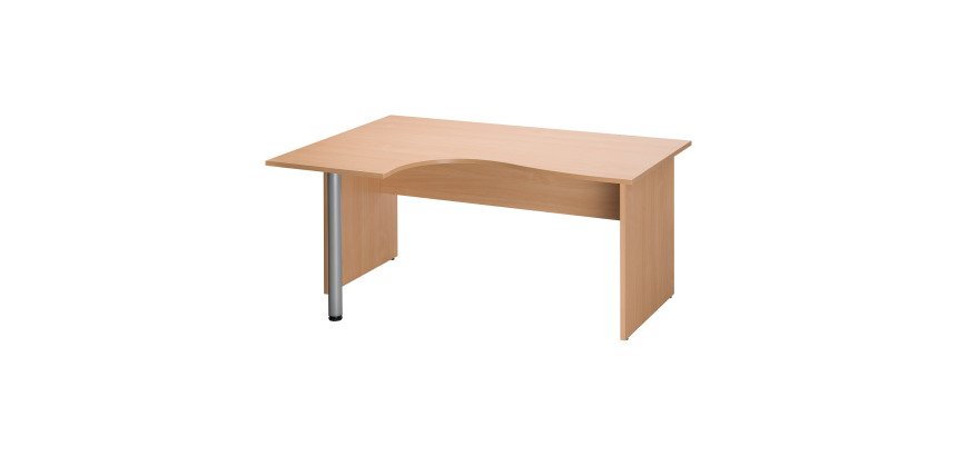 Bureau compact retour à gauche hêtre L 160 cm piétement plein bois - O-line 2
