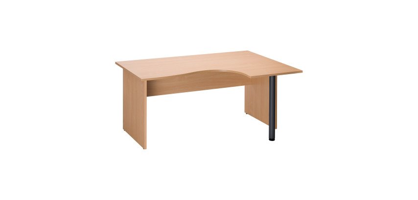 Bureau compact retour à droite hêtre L 160 cm piétement plein bois - O-line 2