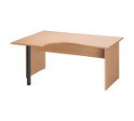 Bureau compact retour à gauche hêtre L 160 cm piétement plein bois - O-line 2