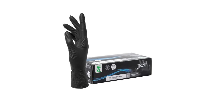 Disposable non-powdered black nitrile gloves - Box of 100 gloves