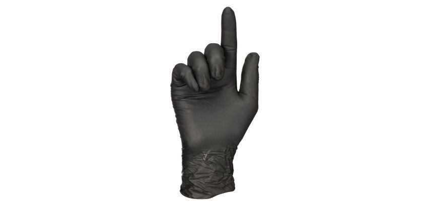 Gants jetables nitrile non poudré noir maxi grip indéchirables - Boîte de 100 gants