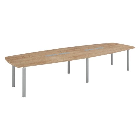 Mesa de reunión modulable Belem color roble natural 380 cm patas aluminio