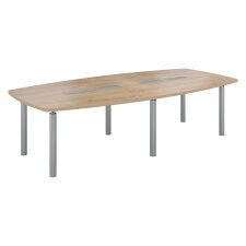 Mesa de reunión modular 280 cm para 10 personas color roble natural patas metálicas Belem