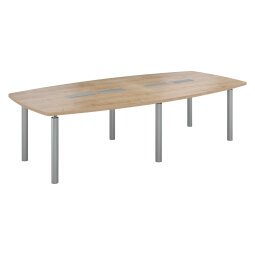 Mesa de reunión modular 280 cm para 10 personas color roble natural patas metálicas Belem