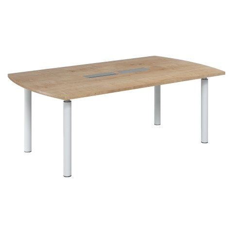 Mesa de reunión Belem color roble natural 200 cm patas blancas