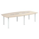 Mesa de reunión modular 380 cm para 14 personas color Álamo patas metálicas Belem