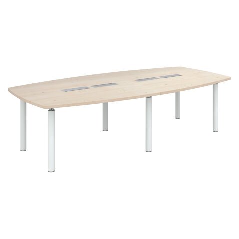 Mesa de reunión modular 380 cm para 14 personas color Álamo patas metálicas Belem